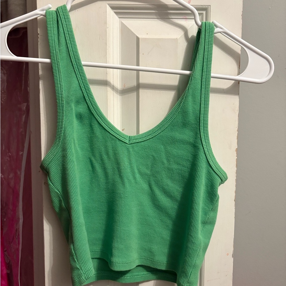Green Ribbed Tank Top
